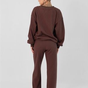 Comfrt Waffle Cocoa Knit Lounge Set size Med